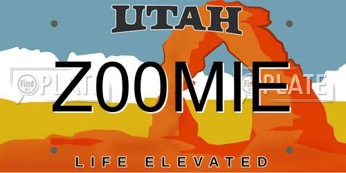 Z00MIE Utah License Plate
