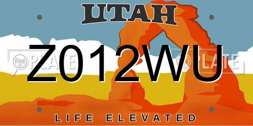 Z012WU Utah License Plate