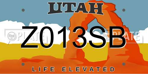 Z013SB Utah License Plate