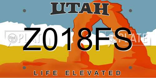 Z018FS Utah License Plate
