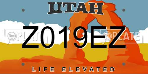 Z019EZ Utah License Plate