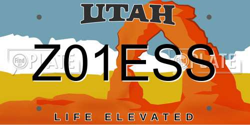 Z01ESS Utah License Plate
