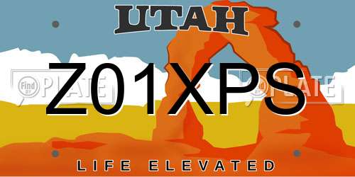 Z01XPS Utah License Plate