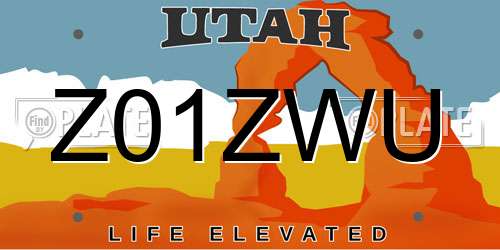 Z01ZWU Utah License Plate