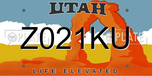 Z021KU Utah License Plate