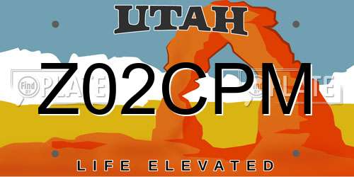 Z02CPM Utah License Plate