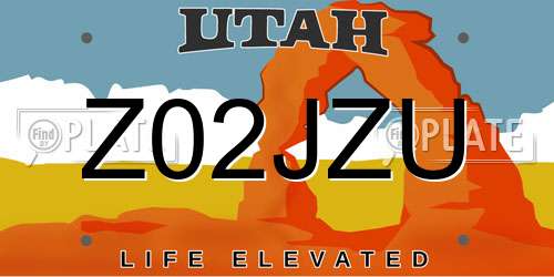 Z02JZU Utah License Plate