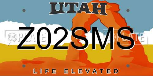 Z02SMS Utah License Plate