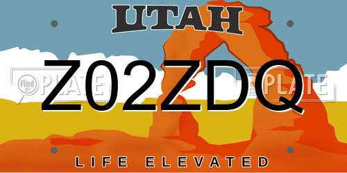 Z02ZDQ Utah License Plate