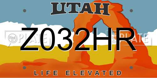 Z032HR Utah License Plate