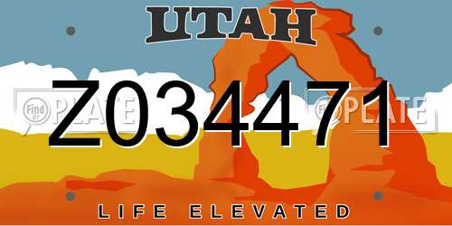 Z034471 Utah License Plate