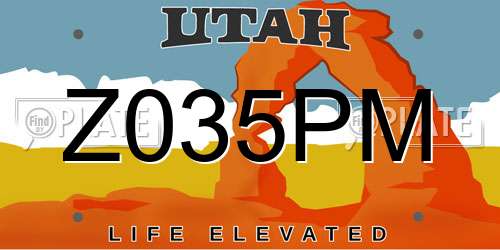 Z035PM Utah License Plate