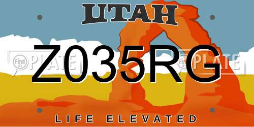 Z035RG Utah License Plate