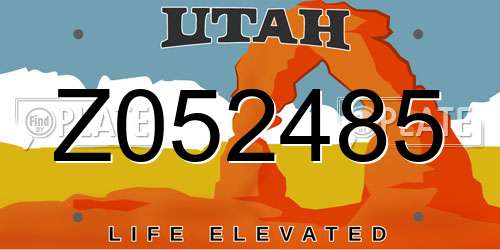 Z052485 Utah License Plate