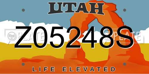 Z05248S Utah License Plate