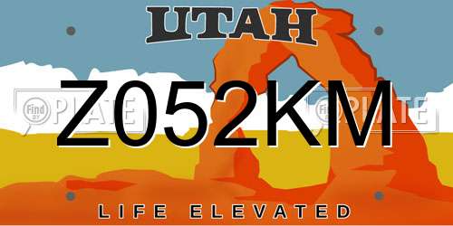 Z052KM Utah License Plate