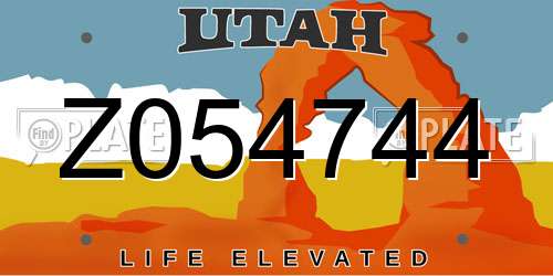 Z054744 Utah License Plate