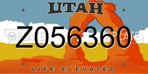 Z056360 Utah License Plate