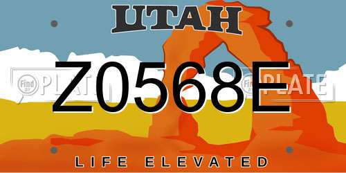 Z0568E Utah License Plate
