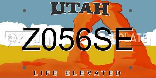 Z056SE Utah License Plate