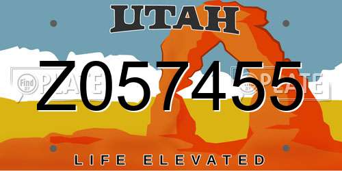 Z057455 Utah License Plate