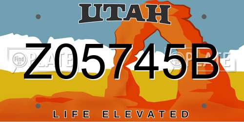 Z05745B Utah License Plate