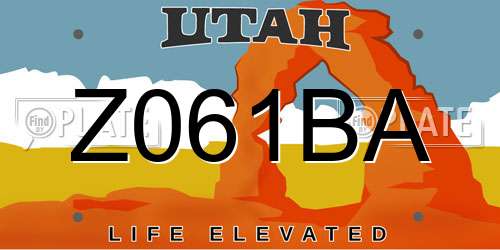 Z061BA Utah License Plate