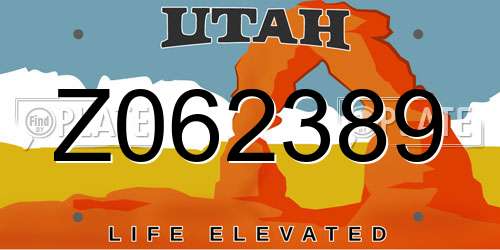Z062389 Utah License Plate