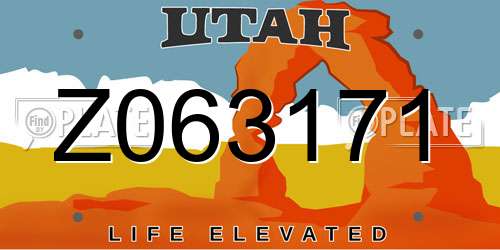 Z063171 Utah License Plate