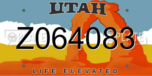 Z064083 Utah License Plate