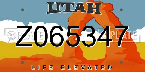 Z065347 Utah License Plate