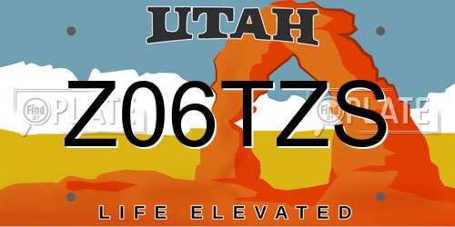 Z06TZS Utah License Plate