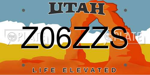 Z06ZZS Utah License Plate