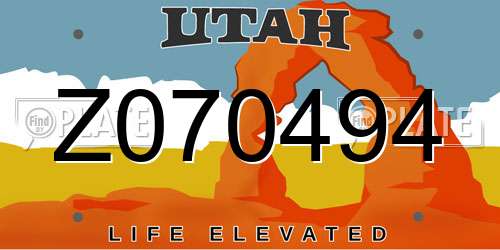 Z070494 Utah License Plate