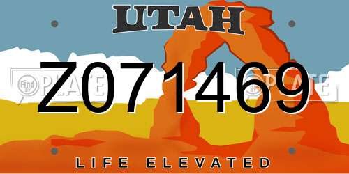 Z071469 Utah License Plate