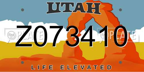 Z073410 Utah License Plate