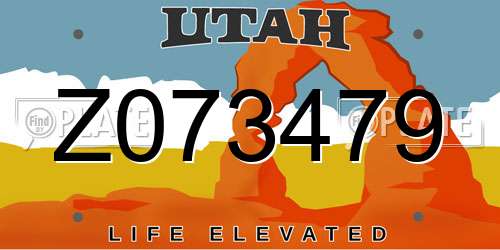 Z073479 Utah License Plate