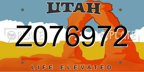 Z076972 Utah License Plate