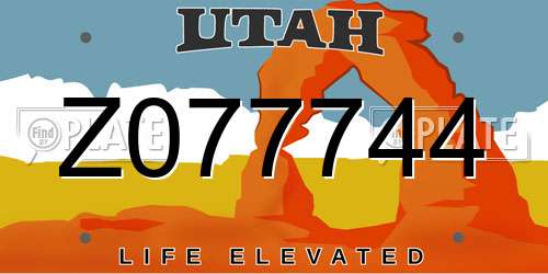Z077744 Utah License Plate