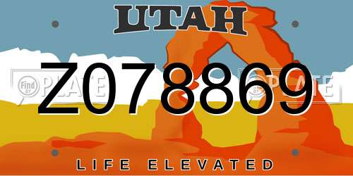 Z078869 Utah License Plate