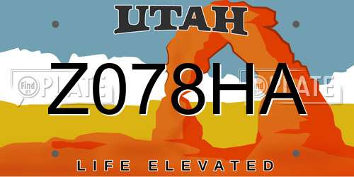 Z078HA Utah License Plate