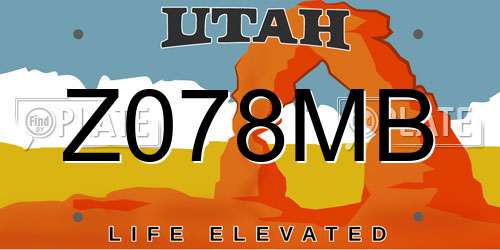 Z078MB Utah License Plate
