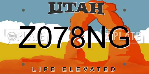Z078NG Utah License Plate