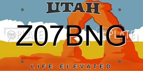 Z07BNG Utah License Plate