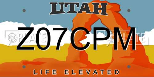Z07CPM Utah License Plate