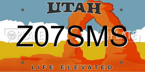 Z07SMS Utah License Plate