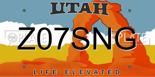Z07SNG Utah License Plate