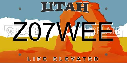 Z07WEE Utah License Plate