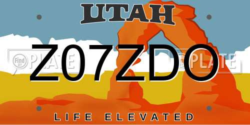 Z07ZDO Utah License Plate
