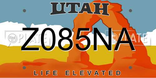 Z085NA Utah License Plate